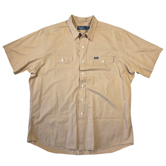 Polo Ralph Lauren Other - Polo Ralph Lauren Mens XL Short Sleeve Button Down Utility Work Shirt Tan Khaki